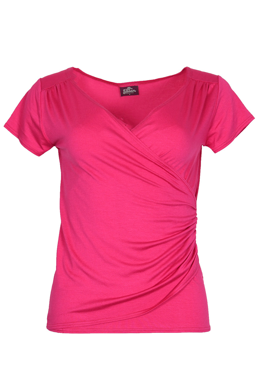 Wrap Tee Cap Sleeve Solid